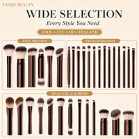 Ensemble de pinceaux de maquillage de luxe pour le visage et les lèvres, végan et sans cruauté, avec pinceau éventail, fabricant d'ensembles de pinceaux de maquillage de luxe YANJIE