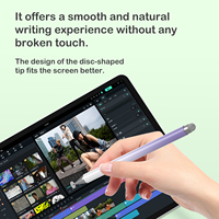 Pena Stylus Magnetik Dua Ujung Buatan Pabrik, Pensil Kain Disk Pasif untuk Menulis di iPad, Tablet, Ponsel, Layar Sentuh Kapasitif, Logam