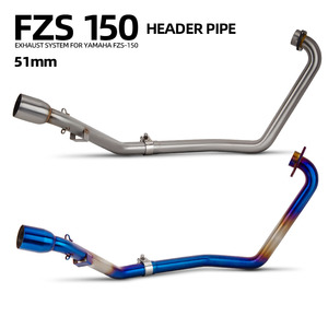 Kit di Modifica Scarico Moto Tubo di Collegamento Anteriore <span class=keywords><strong>Blu</strong></span> 51mm in Acciaio Inox Tubo di Scarico da Corsa per Yamaha FZS150 FZ150 - Product Image 2