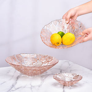 طبق فاكهة زجاجي فاخر بتصميم ورقة شجر ذهبية برونزية إبداعية للمنزل وغرفة المعيشة وتقديم الوجبات الخفيفة في الفنادق والمآدب - Product Image 2