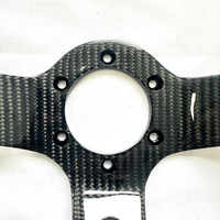 Setir Kemudi Deluxon Serat Karbon untuk Drift Rally 14 Inch 350mm 3 Palang Inti Paduan Aluminium Ringan Universal Hitam Bergaris