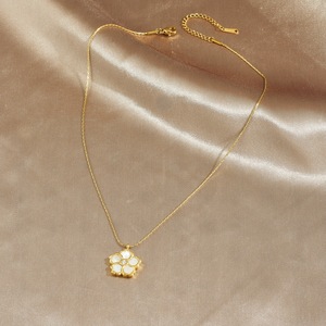 Flower Pendant Necklace Gold Plated White Camellia Design Diamond Center Everyday Wear - Product Image 3
