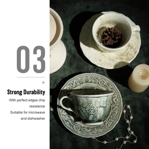 Set di Tazze da Espresso in Ceramica Vintage di Alta Qualità ed Ecologiche, 100ML, con Piattino, per Caffetteria - Product Image 5