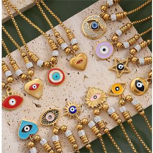 Moge Jewelry Pulsera de ojo con incrustaciones de cristal ajustable para mujer En Acier Inoxydable Pour Femme Star Heart Charm Pulsera de moda - Product Image 2