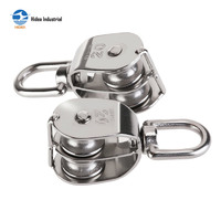 HIDEA Bloc de poulie double pivotant en acier inoxydable forgé 304 316 pour câble métallique de grue, M25 à M50, à double poulie pour levage