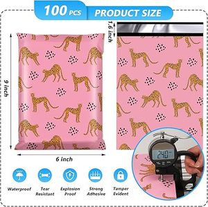 Huamaohengchun6x9 Inch 100 Pcs <b>Poly</b> <b>Mailer</b>, Waterproof&Tear-Resistant Shipping <b>Bags</b> with Self-Seal,<b>Cute</b> Animal Printed Packaging - Product Image 6