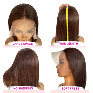 Cabello humano recto #4 marrón Boby 13X4 cabello frontal de encaje prearrancado cabello frontal de encaje transparente mujeres - Product Image 5