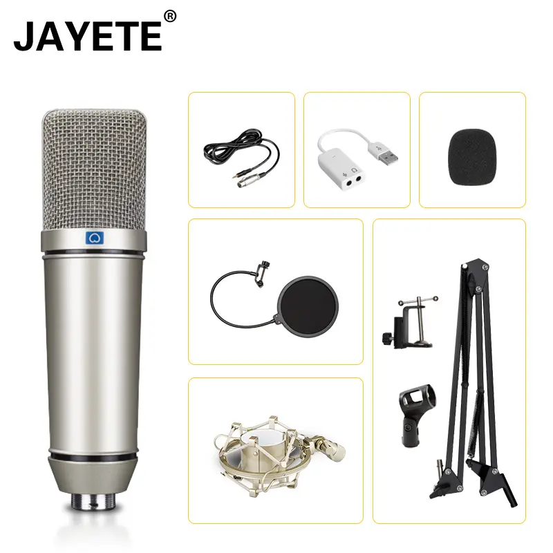 Hot sale professional 3.5mm U8 studio recording microphone with desktop stand condenser microphone 87 for Live broadcast Singing