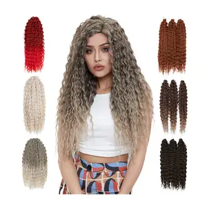 Rebecca Wholesale Water Wave Crochet 30 Inch Deep Wave Twist Hair Synthetic Goddess Braids Hair Wavy Ombre Blonde Hair Extension