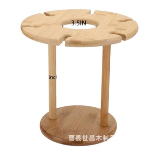Solid Pine Wine <b>Glass</b> <b>Rack</b> With Bottle Holder 5-9 <b>Glasses</b> Display Stand For Household Use - Product Image 5