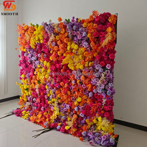 Mur floral artificiel coloré et élégant, 8x8 pieds, rectangulaire, réutilisable, en soie, pour la décoration de mariage - Product Image 2