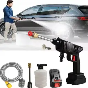 Hogedruk Autowasmachine Elektrisch Waterpistool Wasmachine Lithium Batterij Borstel Auto Waterpistool