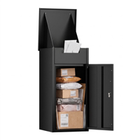 Boîte à colis en acier galvanisé noir avec revêtement en poudre personnalisé, boîte aux lettres verrouillable avec fente pour lettres, boîte de livraison autoportante