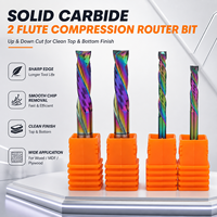 Fraise à compression en carbure monobloc à 2 dents pour CNC, outil de coupe pour le bois et les machines à bois