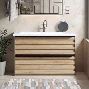 Meuble-lavabo de salle de bain moderne en MDF résistant à l'eau de 24 pouces avec lavabo et armoire (bois clair) |   Prêt à être expédié aux États-Unis |   Offre du <span class=keywords><strong>Black</strong></span> <span class=keywords><strong>Friday</strong></span> - Product Image 2