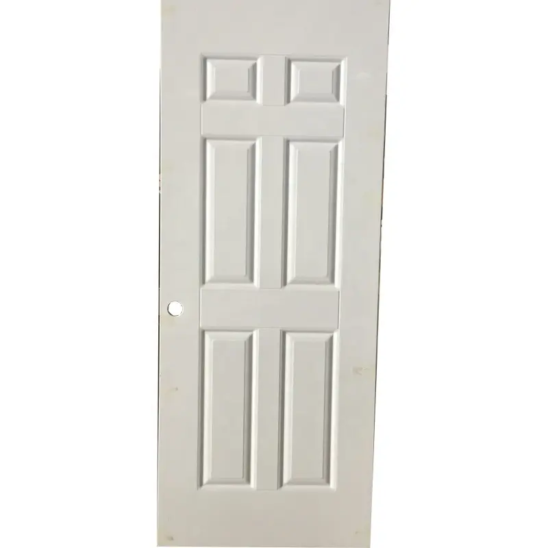 Servicio integral Puerta interior de madera de acero barata WPC Puertas de dormitorio de 6 paneles con cerradura