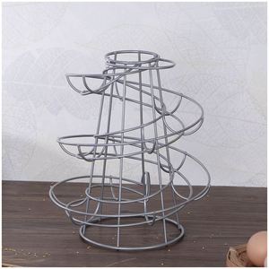 Custom Chicken Metal <b>Wire</b> Dispenser <b>Rack</b> Spiral Design Egg Storage Display Holder Basket for Countertop Kitchen - Product Image 5