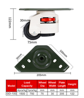 Roulettes pivotantes rétractables avec frein OEM Support Master Casters GD60 GD80 GD100, roulettes de nivellement en nylon robustes pour usage intensif