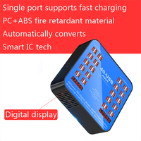 Station de charge USB 200W 40 ports avec écran LED numérique, ventilateur de refroidissement automatique, charge rapide QC3.0 PD, chargeur en vrac ignifuge