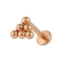 Bijoux de piercing tendance en titane plaqué or rose ASTM F136, style fleur délicate, serti de petites billes, vente en gros Superstar