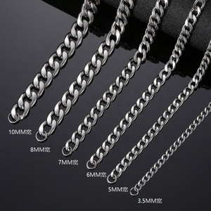Collier cubain unisexe en acier inoxydable, style bohème, avec perles géométriques, 3,5-8 mm, différents modèles - Product Image 6