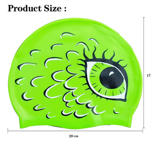 Bonnet de bain en silicone imperméable pour enfants, pour eau libre et piscine, avec logo personnalisé imprimé, 40g, vente en gros - Product Image 3