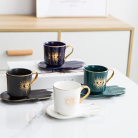 Nouvelle tasse à café au lait en céramique Kingcome Blue Devil's Eye, tasse à thé, tasse à eau, jupe Fatima, main porte-bonheur, mauvais œil, mug avec assiette