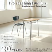 Ensemble Chaise et Bureau Scolaire Classique Wangli avec Panier en Fil Métallique, 1 Tiroir, Hauteur Fixe, Plateau en Bois – Table d'Étude Robuste pour Étudiants et Salles de Classe