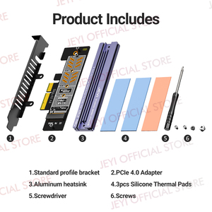 OEM Fábrica al por mayor JEYI M2 NVMe a PCIe 4,0/3,0 Adaptador Disipador de calor de aluminio 64Gbps Gen4 PCIe Tarjeta de expansión de X4-X8-X16 en stock - Product Image 4