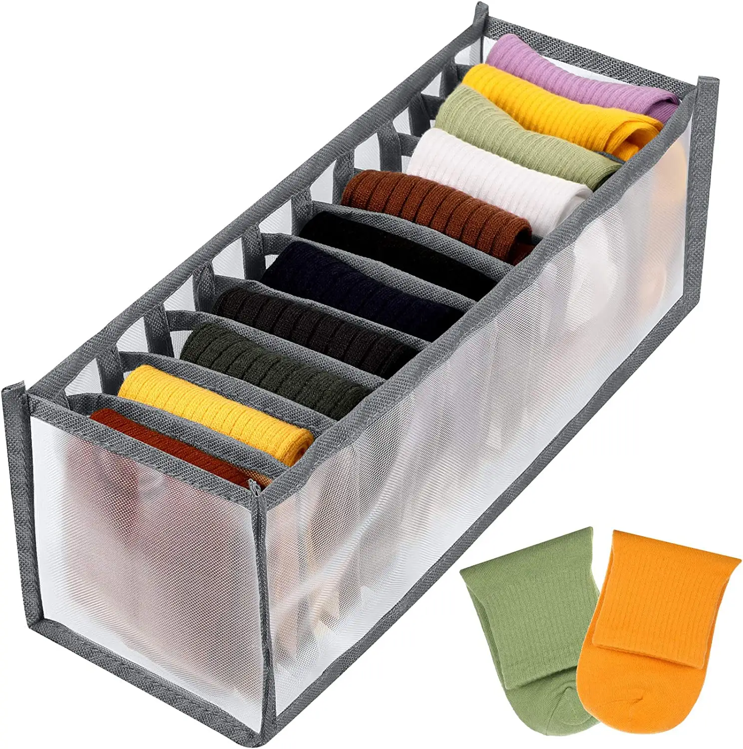 Foldable Closet Organizer with Drawer for Separating Mesh Socks Foldable Wardrobe Storage for Underwear Socks Bag Organizer