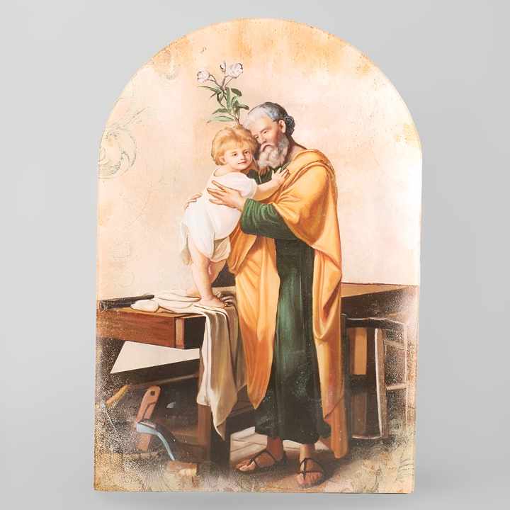 Factory Wholesale Catholic Religious Christian Arched Wood Plaque - St. Joseph Christian Souvenir Suppliers