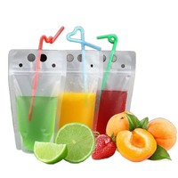 Pochettes personnalisées transparentes refermables pour boissons, emballage mat transparent pour jus avec paille