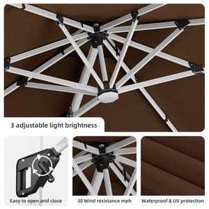 Parasol de jardin moderne commercial pour hôtel, protection UV 3m, éclairage solaire LED, imperméable, pour parc - Product Image 3