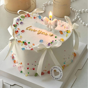 Birthday Cake <b>Candle</b> With Bow Decor For Party Celebration Birthday Decoration Paraffin Single <b>Wick</b> - Product Image 1