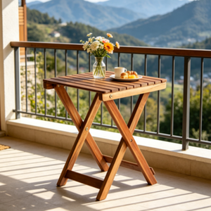 <span class=keywords><strong>Mesa</strong></span> Lateral Plegable de Madera de Abeto de Alta Resistencia, Diseño Resistente a la Intemperie para Exteriores, Lugares de Ocio y Resorts Costeros - Product Image 2
