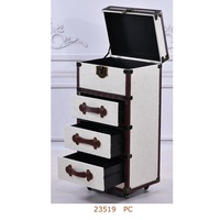 Commode à 3 tiroirs buffet armoire de rangement console table bois avec surface en toile