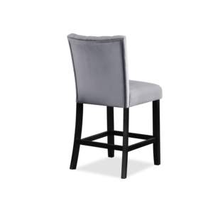 DB Ensemble de chaises de salle à manger à hauteur de comptoir décontracté 2 pièces sellerie en velours avec canal tufté meubles en bois gris et noir - Product Image 3