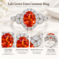 Bague ovale en or 18 carats avec halo de diamants de laboratoire couleur orange Fanta, certifiée IGI, bijoux fins, vente en gros, OEM, ODM
