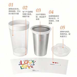 Custom Free-standing Cup With Logo Wholesale Double-insulated Non-standing Cup 500ml Detachable DIY Advertising Cup - Product Image 6