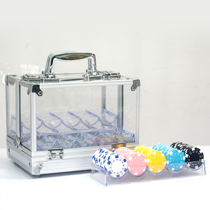 JIAYI - Étui <span class=keywords><strong>de</strong></span> transport pour jetons <span class=keywords><strong>de</strong></span> <span class=keywords><strong>poker</strong></span> en plastique avec cadre en aluminium - Contient 600 jetons - Conception à double ouverture - Jeu <span class=keywords><strong>de</strong></span> casino professionnel - Product Image 5