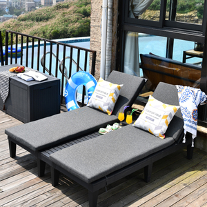 Adjustable Outdoor Pool Beach Lounge Chair Swimming <strong>Sun</strong> <strong>Rattan</strong> <strong>Lounger</strong> With Cusions - Product Image 3