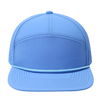 Casquette de baseball perforée à sept panneaux, visière plate, en polyester, protection solaire, respirante, décontractée, pour l'extérieur, logo personnalisé
