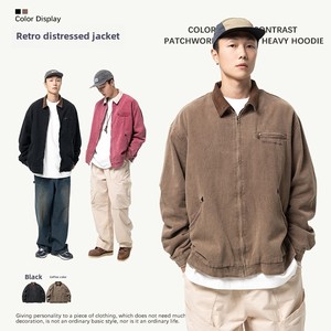 Chaqueta vaquera de primavera para hombre, estilo Retro Vintage, ropa de trabajo desgastada lavada japonesa americana, solapa, aspecto Vintage de moda - Product Image 6