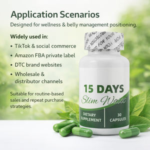 Cápsulas Herbales para Adelgazar la Cintura en 15 Días, Fórmula de Limpieza con Fibra Botánica, Marca Privada OEM, <span class=keywords><strong>30</strong></span> Cápsulas - Product Image 2