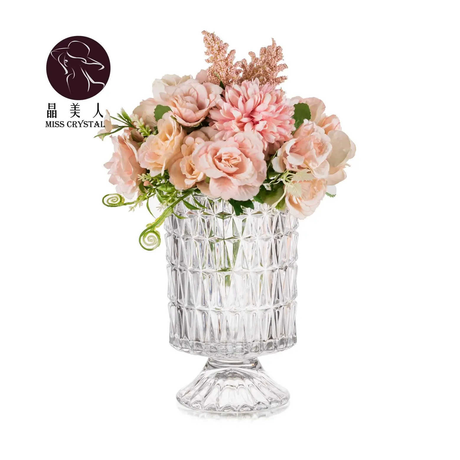 Klasik yuvarlak çiçekler vazo 4 stilleri şeffaf düğün dekorasyon Centerpiece silindir cam vazo