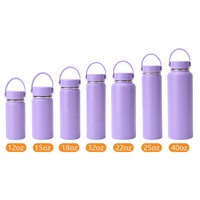 Botol Vakum Dinding Ganda dengan Logo Kustom, Botol Air Stainless Steel Unik dengan Tutup Pegangan, 500ML, Biru Muda