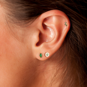 Piercing corporel en argent sterling S925 avec zircon blanc vert, vis circulaires, filetage plat noir 16G - Product Image 6