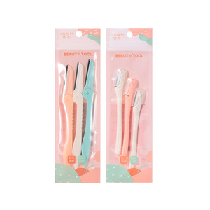 Rasoir à sourcils Yousha, lot de 3, lames en acier inoxydable, manche en ABS, multicolore, YX131 YX134 - Product Image 4