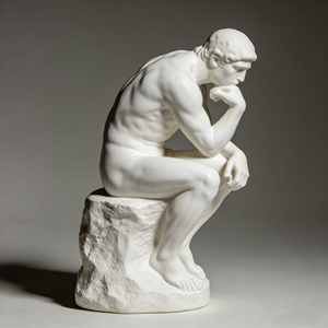 Statuetta del Pensatore Seduto Bianco - Statua Classica del Filosofo in Resina per Arredamento Casa e Ufficio - Product Image 2