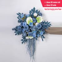 Arrangement de fleurs bleu soie pour les mariages et les banquets de fiançailles Elegant Haze Blue T-Stage On-Site Setup & Decoration Modern